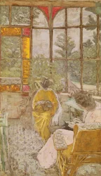 Twee Vrouwen die Borduren op een Veranda, 1913